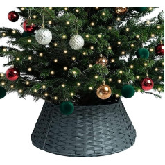 Grey Willow Christmas Tree Skirt - Base Basket Rattan for Any Tree Size (Large, Cool Grey)