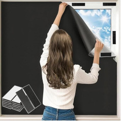 Wohohoho Verdunkelungsvorhänge für Schlafzimmer, 150 x 160 cm, tragbare Verdunkelungsrollos mit 20 Klettverschlüssen, 1 Markerstift, 3M-Maßband für 100 % Verdunkelungs-Fensterfolie, temporäre