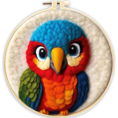 Amiiba Wool Needle Felt Painting Kit, Colorful Parrot for Beginners and Adults, DIY Your Own Artworks with High Quality Felt Accessories (Colorful Parrot)