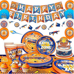Darts Birthday Decoration, 16 Guests Dart War Party Tableware Set, Darts Party Paper Plates, Cups, Napkins, Tablecloth, Banner, Balloon, etc. Dart Theme Party, Children's Birthday Decoration
