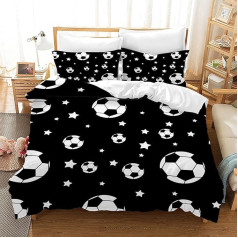 Football Bed Linen Set 135 x 200 cm for Boys, 3D Football Pattern Duvet Cover Set for Children Teenagers, Comfortable Microfibre Children's Bed Linen (Football 4)