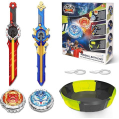 INFINITY NADO Spinning Top Battle Arena Set, Children's Gyro Metal Light up to 2 Pieces, Battle Spinner Toy with Sword Launcher, Battling Tops for Boys Girls 5 6 7 8 9 10 11 12 Years Old and Older