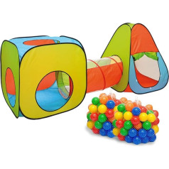 LittleTom Children's Play Tent Incl. 200 Ball Pool Balls, for Boys and Girls, Includes Carrying Bag, Round