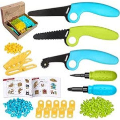 Cardboard Building Kit with Tools for Children - 3D Craft Kit with Safety Rings, Screws & Nuts, Hinges, Tool Set & Instructions - Creative STEM Toy from 6 Years, 401 Pieces