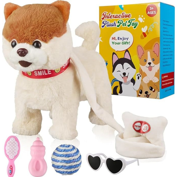 Dog Toys for Dogs Walking Musical Singing Dancing Interactive Plush Toy Walking with Leash Robot for Dogs Volume Control Plush Toy Shake Toy for Boys