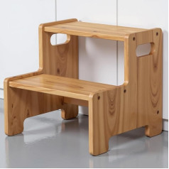 Wiifo Wooden Step Stool Two Tier Stool for Kids Montessori Stool for Toddlers Supports 300 lbs Bathroom Sink Toilet Kitchen Bed Natural