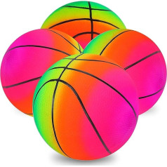 4 Pieces PVC Play Ball with 1 Hand Pump, Inflatable PVC Balloon Rainbow Beach 8.5 Inch Playground Indoor Outdoor (Basketballs 4)