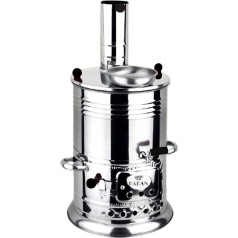 Hakan Portable Turkish Samovar Tea Kettle Camping Kettle Teapot Wood Coal Fired Semaver Teapot Water Heater for Camping Picnic Hunting Outdoor Activities Black