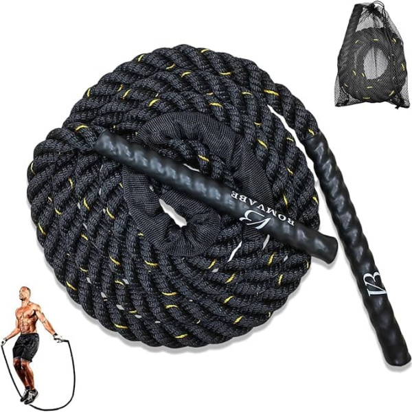 Heavy Skipping Rope Adult for Fitness Muscle Building, Long Heavy Skipping Rope for Training, Gym, Outdoor, Black