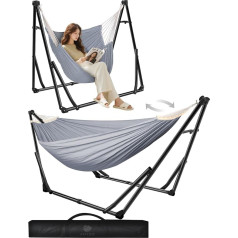 Anyoo Hammock and Hanging Chair with Folding Frame, Portable Hammock Frame Set for Outdoor/Indoor Garden Patio Camping Deck