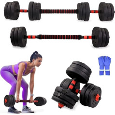Mobiclinic® Verstellbare Kurzhanteln, 2-in-1, Gewicht 2–20 kg, inklusive gepolsterter Verlängerungsstange, rutschfesten Muttern, robustem Stahl, für das Heim-Fitnessstudio