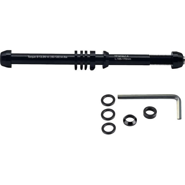 Steckachs-Fahrradtrainer – Hinterradadapter | Verstellbarer 12 x 142–148 mm Spieß | Robustes Legierungsdesign mit Unterlegscheiben und Schraubenschlüssel – kompatibles Indoor-Cycle-Trainer-Zubehör für