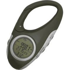 Hemobllo Karabiner Handbarometer mit Höhenmesser und Thermometer für Bergsteiger Wetterfestes Outdoor Gadget mit Wettervorhersage und 12 Stunden Temperaturanzeige