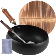Gusseiserner Topf - Antihaft Bratentopf Mit Deckel | Küchenzubehör Mit Holzgriff Und Pfannenwender Für Elektroherde Nudeln Suppe Haushalt Restaurant Camping