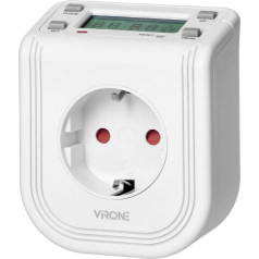 Elektroniskais taimeris ar augšējo LCD displeju, 230 VAC 3680 W, 16 pārslēgšanas punkti, klātbūtnes simulators, Schuko versija