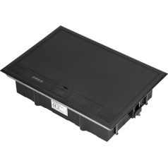 Grīdas kaste moduļu rozetēm 8 x 45x45 mm vai 16 x 22,5x45 mm, pārsegs: plastmasas, melns