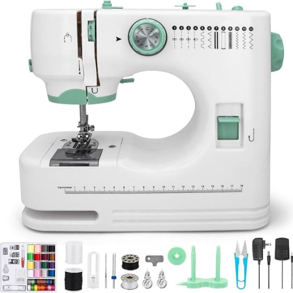 Sewing Machine - Compact, Multifunction Sewing Machine for Beginners & Professionals, 12 Stitch Patterns, 2 Speeds, Double Stitch, Foot Pedal & Button Operation, Hand Sewing Machine Ideal for DIY, Clothes