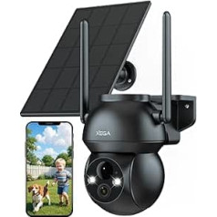 Xega Solar Surveillance Camera Outdoor Wireless 2K Super HD PTZ CCTV Camera WiFi Surveillance Camera Home Security Colour Night Vision PIR Person Detection Two-Way Audio