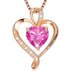 LAVUMO Heart Necklace Women's 925 Silver I Love You Necklace Women's Personalised Jewellery Gifts for Women Wife MaMa Girlfriend on Birthday Valentine's Day Mother's Day with Rose Gift Box