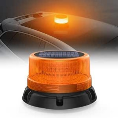 Solar Energy LED Rotating Light Battery with 1.4 Metre USB Charging Cable, Yellow Warning Light for Construction Vehicles, Forklift Tractor, Golf Cart, Trailer, Snow Plough