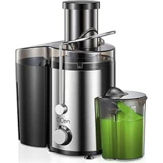 QCen Juicer, Centrifugal Juicer with 3 Inch Filling Channel, Easy to Clean, Stainless Steel, BPA-Free, Ideal for Fruits and Vegetables (Sliver, 800W)