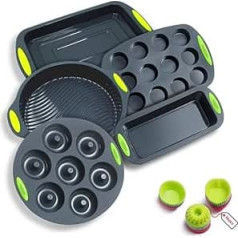 41 Piece Baking Set - Non-Stick Silicone Bakeware: Toast, Round Cakes, Cookies, Donut & Muffin Pan with 36 Silicone Baking Cups