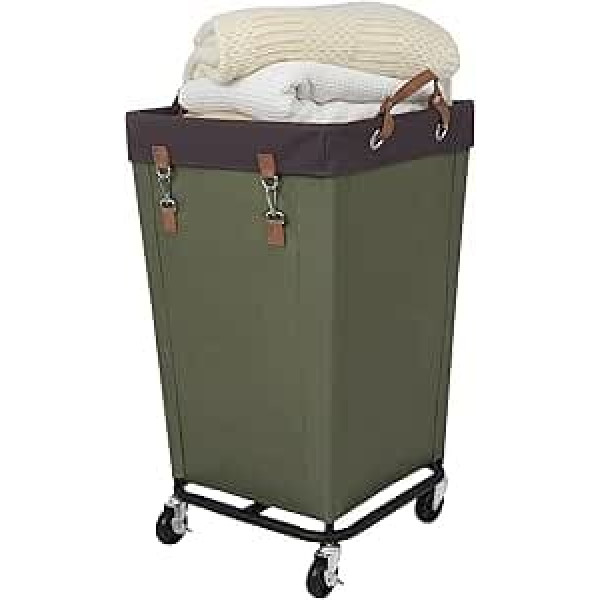 StorageWorks 160L Laundry Hamper with Wheels, Large Laundry Basket with Wheels for Laundry, Laundry Trolley with Removable Fabric Bags for Dirty Clothes for Hotel, Home, Closet, Dorm, Green