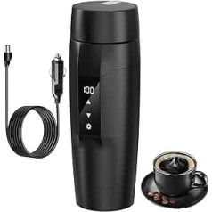 Portable Car Heating Kettle, 350 ml Travel Kettle, 304 Stainless Steel Liner Car Heated Cup, 40 ~ 100°C Adjustable, 12 V 80 W Fast Boiling Bottle, Leak-Proof, Anti-Dry Fire Protection