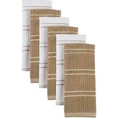 J&M Home Fashions 6Pk Ribbed Terry Kitchen Towel Mocha