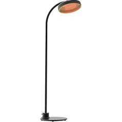 Floor Heater 2000 W Electric - IP65 Weatherproof, Diameter 44 cm Heating Grill, 223 cm Height, Stable Base, Black Gold Design, Powerful Patio Heater for Garden and Balcony