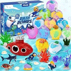 Bath Bombs Children with Surprise Sea Animal Toy Shell Bath Bombs Children's Bath Toy Girls Boys Birthday Gift Christmas Bath Additive with Natural Essential Oils