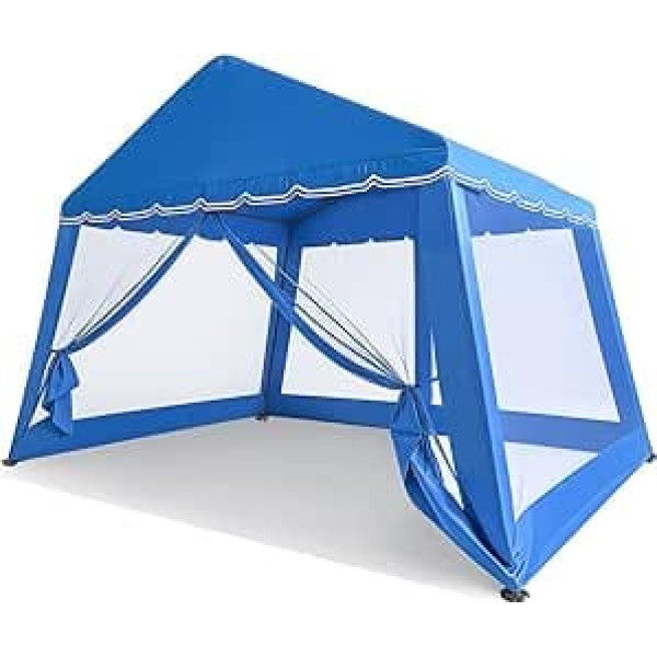 Gazebo, Outdoor Garden Gazebo Steel Frame, Waterproof & UV Resistant, Slanted Roof for Better Drainage, 4 Mesh Side Walls, Party/Patio/Garden Shelter (Blue)