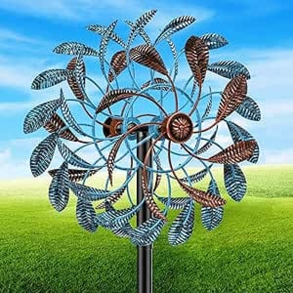360° Wind Chimes Outdoor Wind Sculptures Windmill with Metal Stake Kinetic Large Metal Yard Art Decor Spinner Pinwheels for Garden Outdoor Patio Lawn