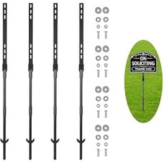 4 Pack Metal Yard Sign Stakes, 48 Inch Length Heavy Duty Height Adjustable Plywood Stakes Rust Wind Dust Resistant Sturdy Metal Stake for Ground Yard Lawn Black