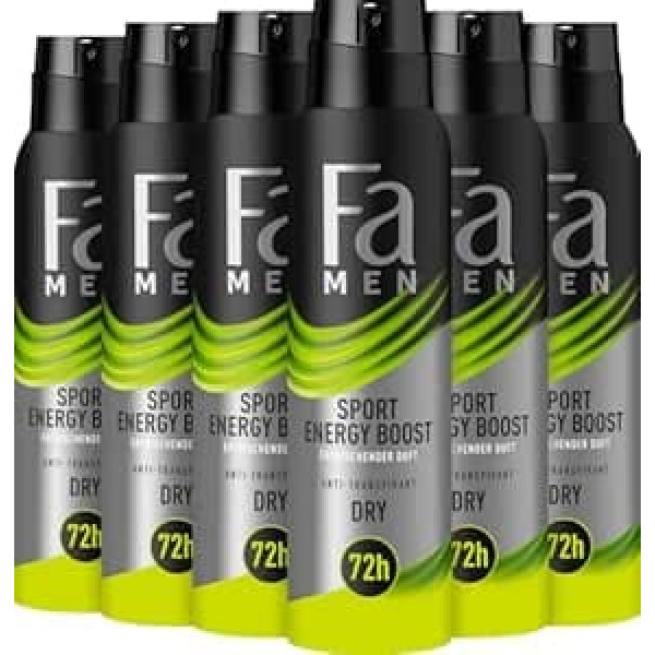 'Fa Men Sport Energy Boost – Deodorant Spray 150 ml (Pack of 6)