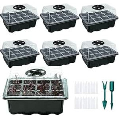 Propagation Trays with Lids, 6 Pieces, Seedling Starter Tray for Succulent Plants, Seed Germination, Propagation Starter Trays with Adjustable Window and Base for Growing Seeds