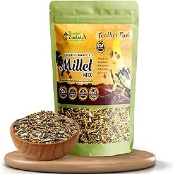 Danodia's Zoolulu Cockatiel & Parrotlet Millet Mix (950 g/2 lbs) Bird Food Blend for Cockatiels, Budgerigars, Parrotlets & Lovebirds | Daily Healthy Nutrition