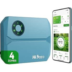 WiFi Irrigation Computer with App Control, 4-Zone Smart Sprinkler Control - 16 Irrigation Programmes, Water Impact Protection for Garden Watering, Greenhouse & Lawns, HSC-400W
