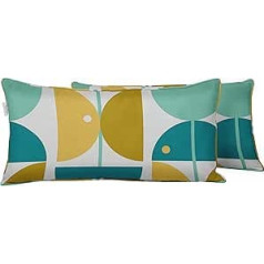 Indoor/Outdoor - Polyester - Fabric - Lumbar Cushion Cover, All Weather - Waterproof Rectangular Cushion Cover for Patio Furniture, 12 x 20 inches, Set of 2 - Abstract