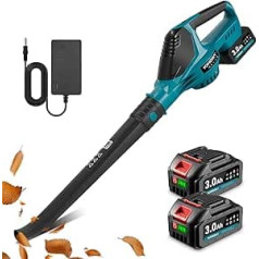 YOFIDRA Cordless Leaf Blower 360 km/h, 480 m³/h Air Flow, Brushless Motor, 5-Speed Electric Leaf Blower with 2 x 3000 mAh Battery & Charger, Wireless Leaf Blower for Garden, Patio, Car