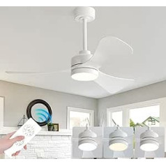 Ceiling Fan with Lighting and Remote Control, 106 cm Ceiling Light with Fan, 3 Light Colours, 6 Speeds, Timer Ceiling Light with Fan for Living Room, Bedroom