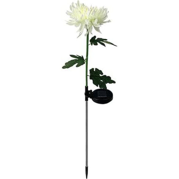 2 weiße Chrysanthemen-Solar-LED-Leuchten – Outdoor-Gartendekoration, Steckblumen-Rasenlampen, Simulationsblumenbeleuchtung für Weg, Hof und Terrasse