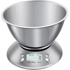 Digitalwaage, 5 kg/1 g, 3 kg/0,1 g, Küchenwaage mit herausnehmbarem Tablett, Edelstahl, for Kochen von Obst, elektronische digitale Waage, LCD-Wiegewerkzeuge(3kg 0.1g)