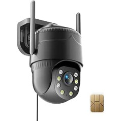 KKB 4G LTE Surveillance Camera with SIM Card and 24/7 Continuous Recording, 2K Outdoor/Indoor Camera without WiFi, Wired with AI Detection, Colour Night Vision, 2-Way Audio, IP65 Weatherproof