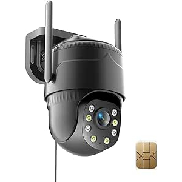 KKB 4G LTE Surveillance Camera with SIM Card and 24/7 Continuous Recording, 2K Outdoor/Indoor Camera without WiFi, Wired with AI Detection, Colour Night Vision, 2-Way Audio, IP65 Weatherproof