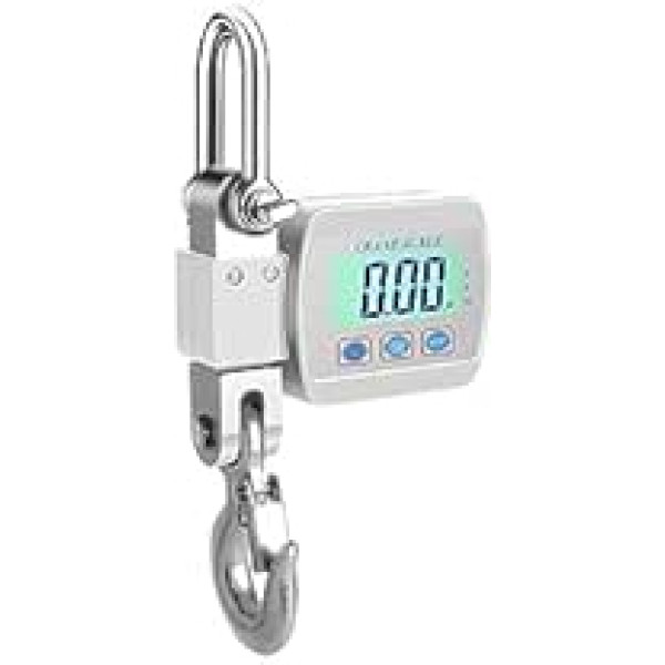 Hängewaage, LCD-Digitalanzeige Crance-Waage Tragbare industrielle elektronische Schwerlast-Gewichtshaken-Kraneinheit-Änderungsfunktion, für Bauernhof, Jagd, Angeln, Outdoor(300kg White)