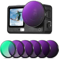 K&F CONCEPT 6-Pack CPL ND Filter Clip-On Quick Change Filter Kit for DJI Osmo Action 6, CPL ND8 ND16 ND32 ND64 ND256 Filter, Neutral Density Filter, Polarising Filter, Multi-Coated HD Optical Glass