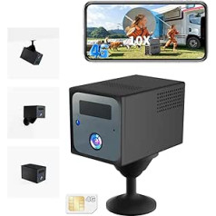 UCOCARE 4MP Mini Surveillance Camera with SIM Card, 4G LTE Surveillance Camera without WLAN with Battery 5200 mAh, Mini 4G Camera Wireless, 160° Viewing Angle, 4MP Night Vision, AI Motion Detection