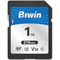 Biwin SD210 SD-Karte 1TB, SDXC V30 4K UHD Klasse 10, robuste UHS-I-Speicherkarte für Kamera, bis zu 210 MB/s Lesegeschwindigkeit, professionelle Lösung für Kreatoren