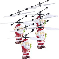 Simulus Helicopter Ball: Set of 4 Self-Flying Helicopter Santa Claus with Colourful LED Lighting (Self-Flying Santa, Santa Helicopter, Games)